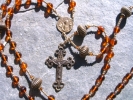 Amber and Bronze Saint Theresa of Avila Beaded Rosary