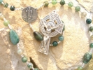 Saint Patrick Moss Agate and Emerald Beaded Rosary